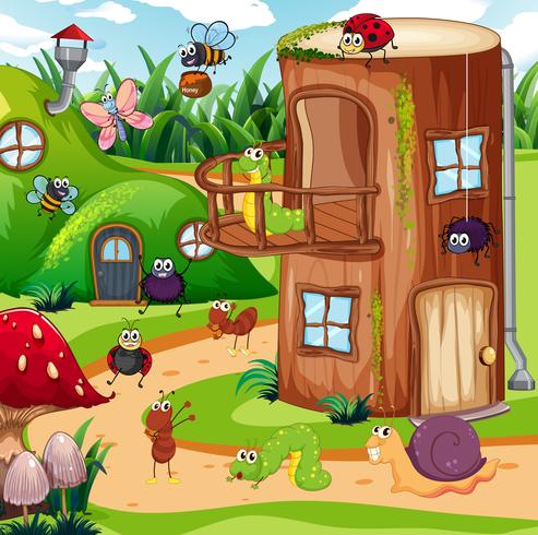 Insect in the fairy house vector