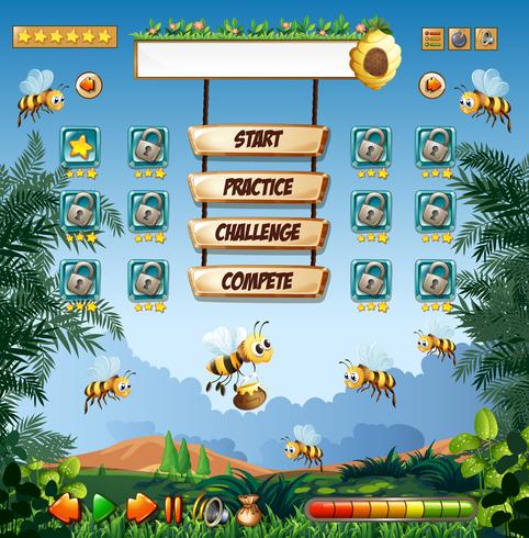 Honey bee game template vector