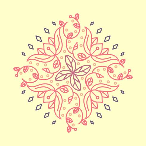 Flat Indian Flower Kolam Pattern Vector Illustration