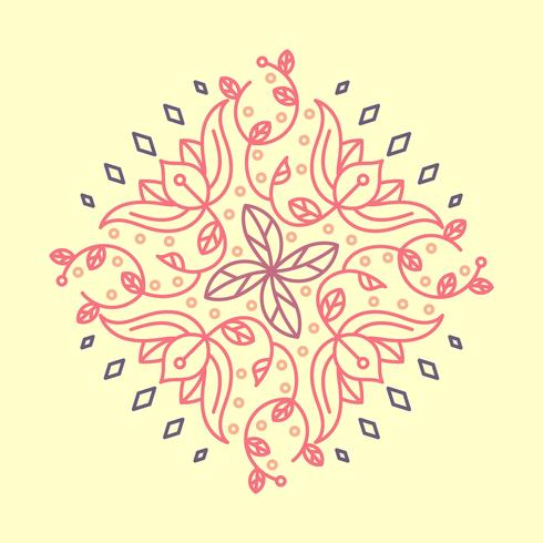 Flat Indian Flower Kolam Pattern Vector Illustration