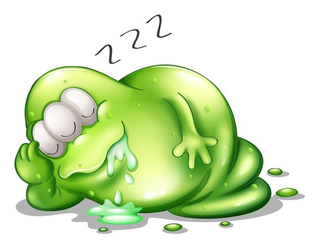 A greenslime monster sleeping vector