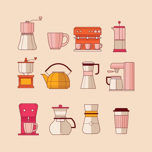 Conjunto de ilustración de café de Eelements vector