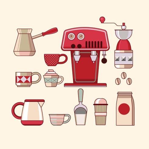 Big Set of Coffee Equipment vector