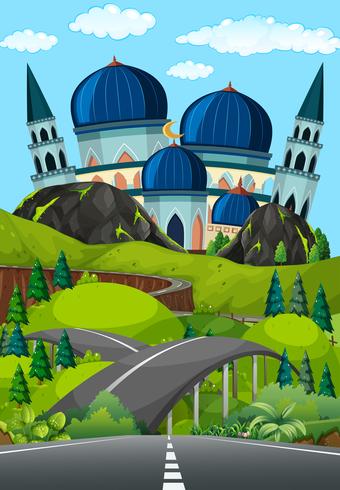 A road to beautiful mosque vector