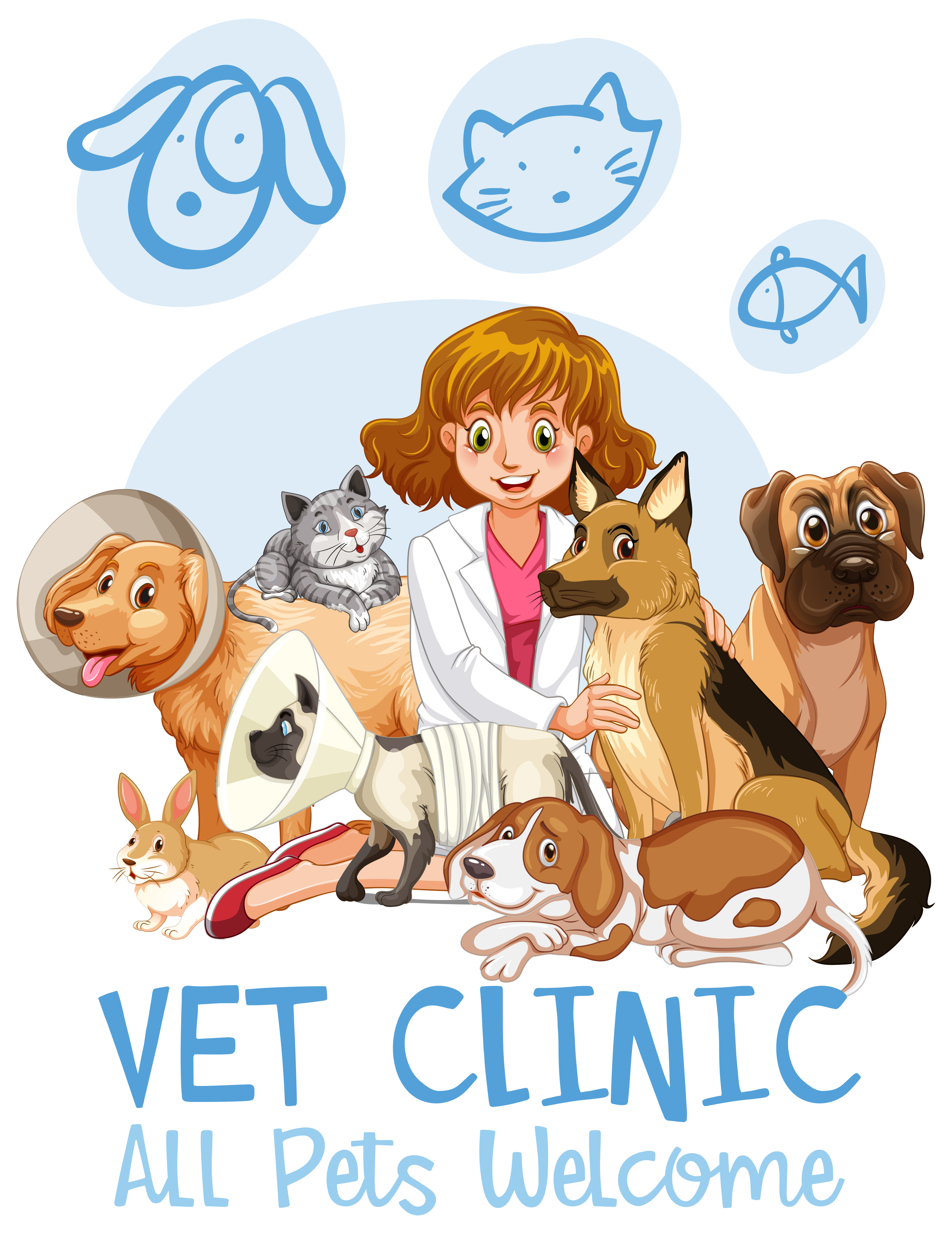 Cute Pets Clinic Welcome Sign 359718 Vector Art At Vecteezy