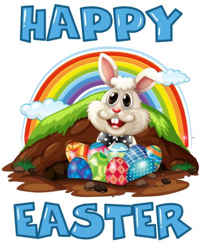 A Happy Easter Bunny and Eggs vector