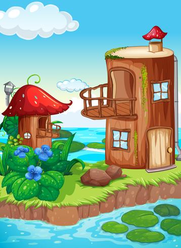 Fairy tale house in nature vector