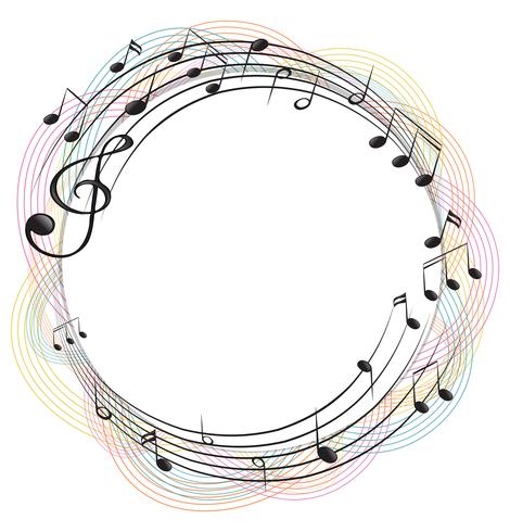 Music notes on round frame vector