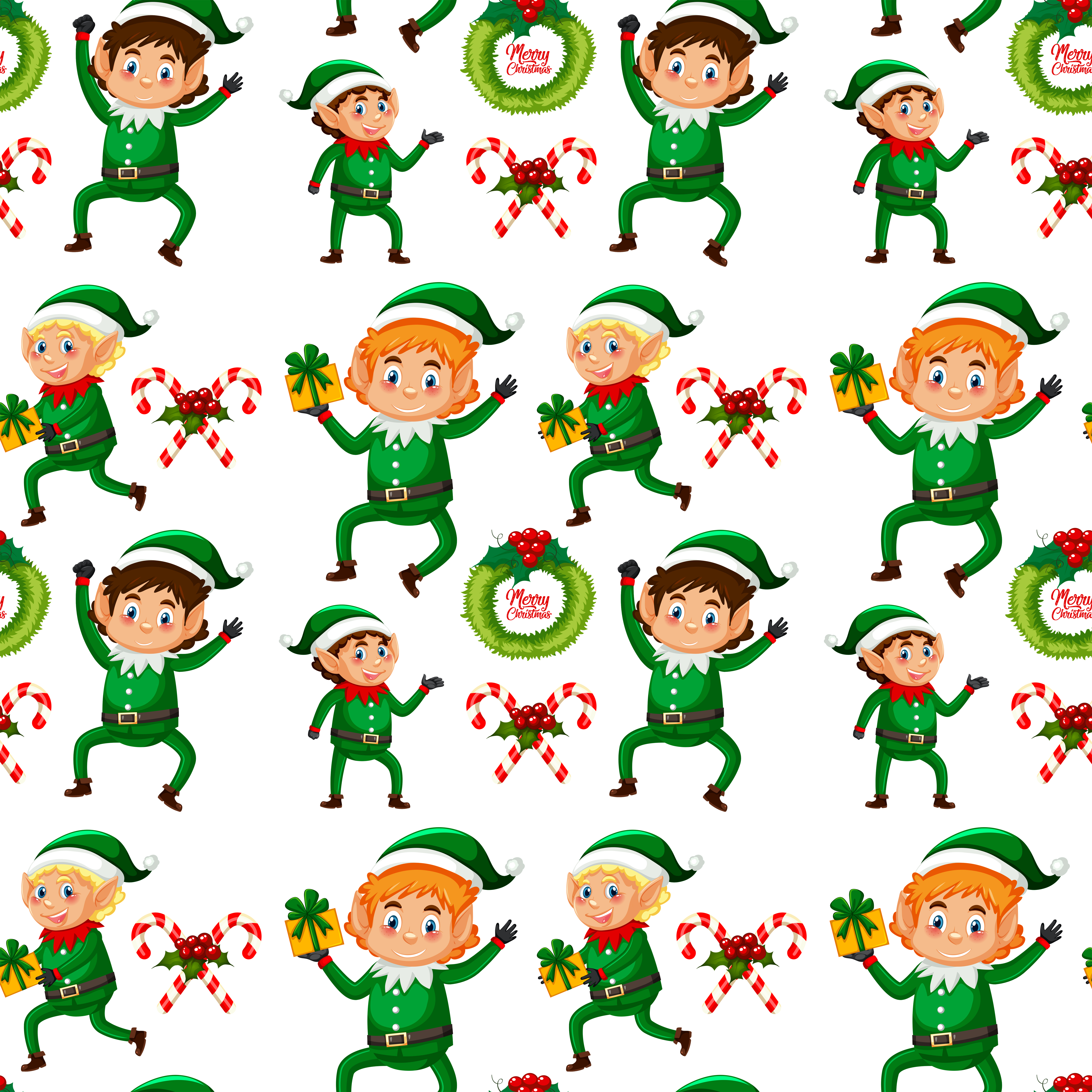 Download Christmas elf seamless background - Download Free Vectors ...