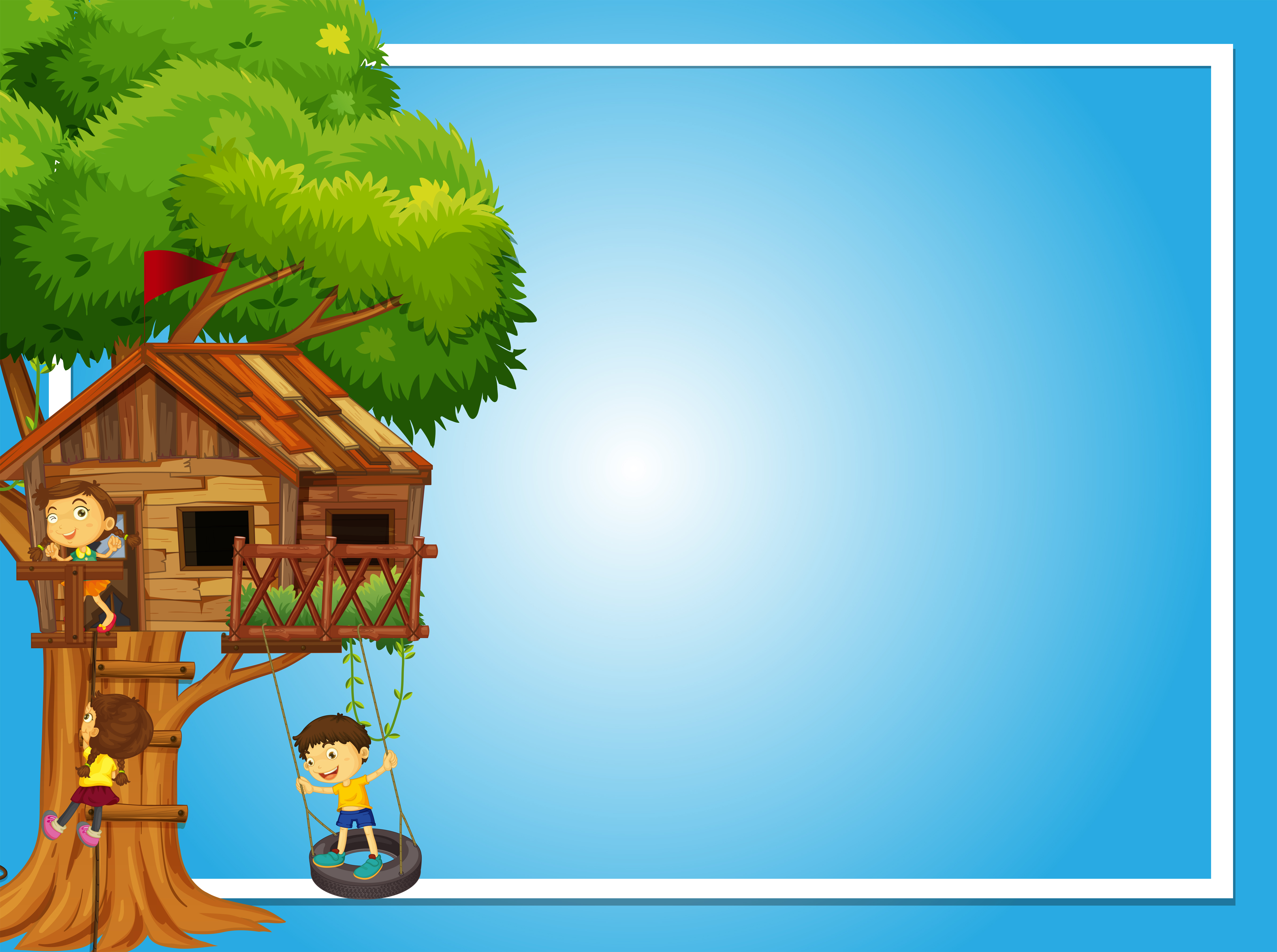 Border template with kids on treehouse 359897 Vector Art at Vecteezy