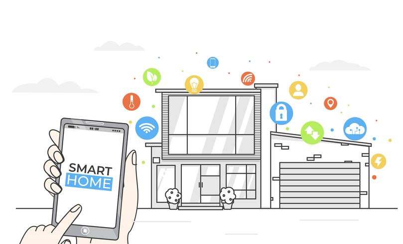 Concepto De Aplicacion De Casa Inteligente Linea Moderna Casa Con