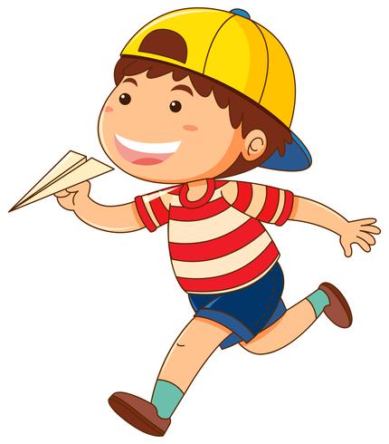 Little boy with paper airplane vector