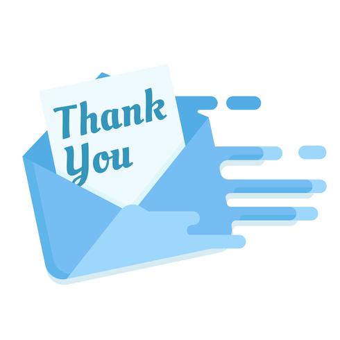 A letter with gratitude to the post. Arriving mail Thank you. Vector flat illustration