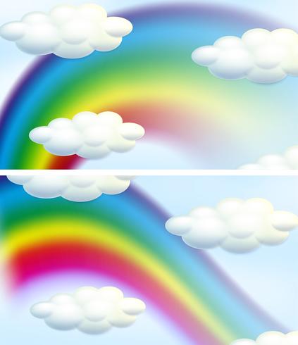 Fondo de dos cielos con arco iris vector