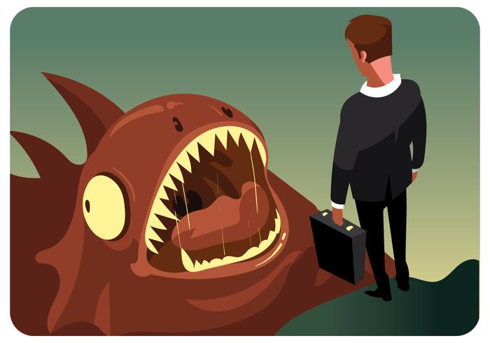 Businessman VS Monster Vector
