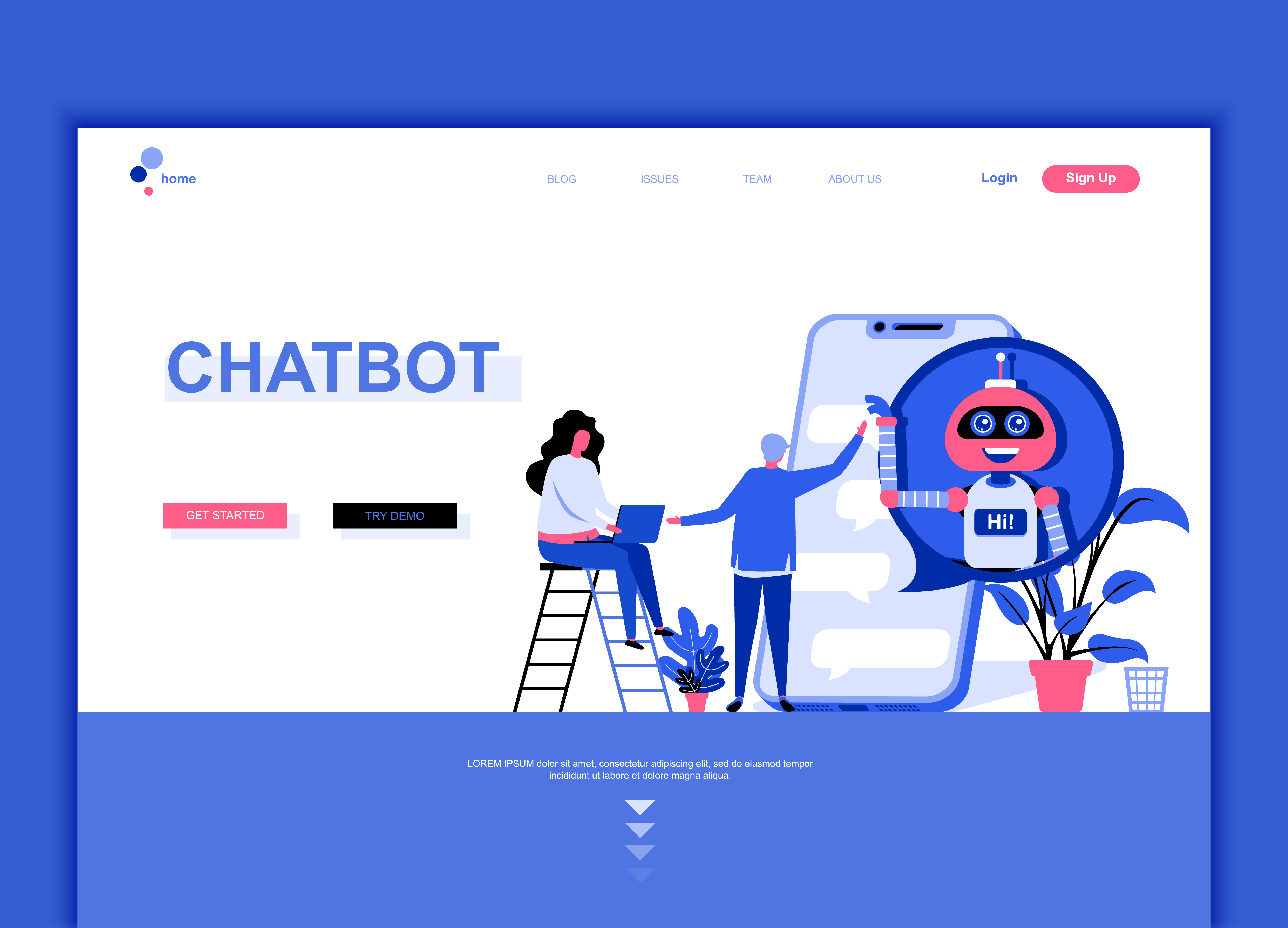 Download Modern flat web page design template concept of Chat Bot ...