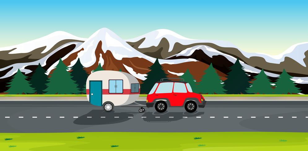 A car and travel trailers vector