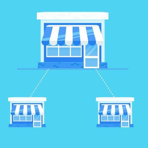 Franchise banner. Chain of stores with a ready business plan. Vector flat illustration