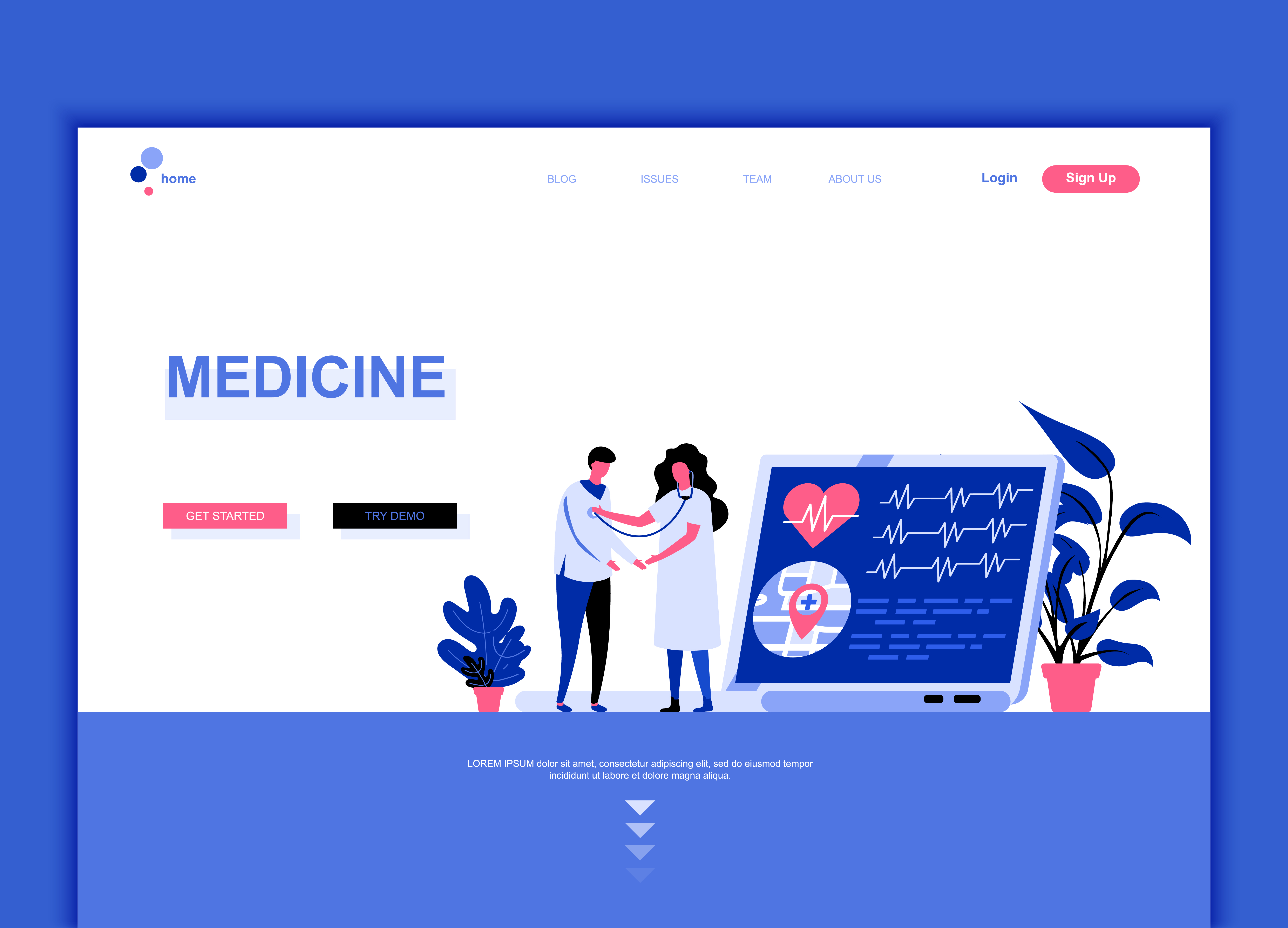Download Modern flat web page design template concept of Medicine and Healthcare 360063 Vector Art at ...