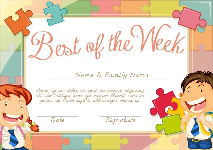 Certificate template with children background vector