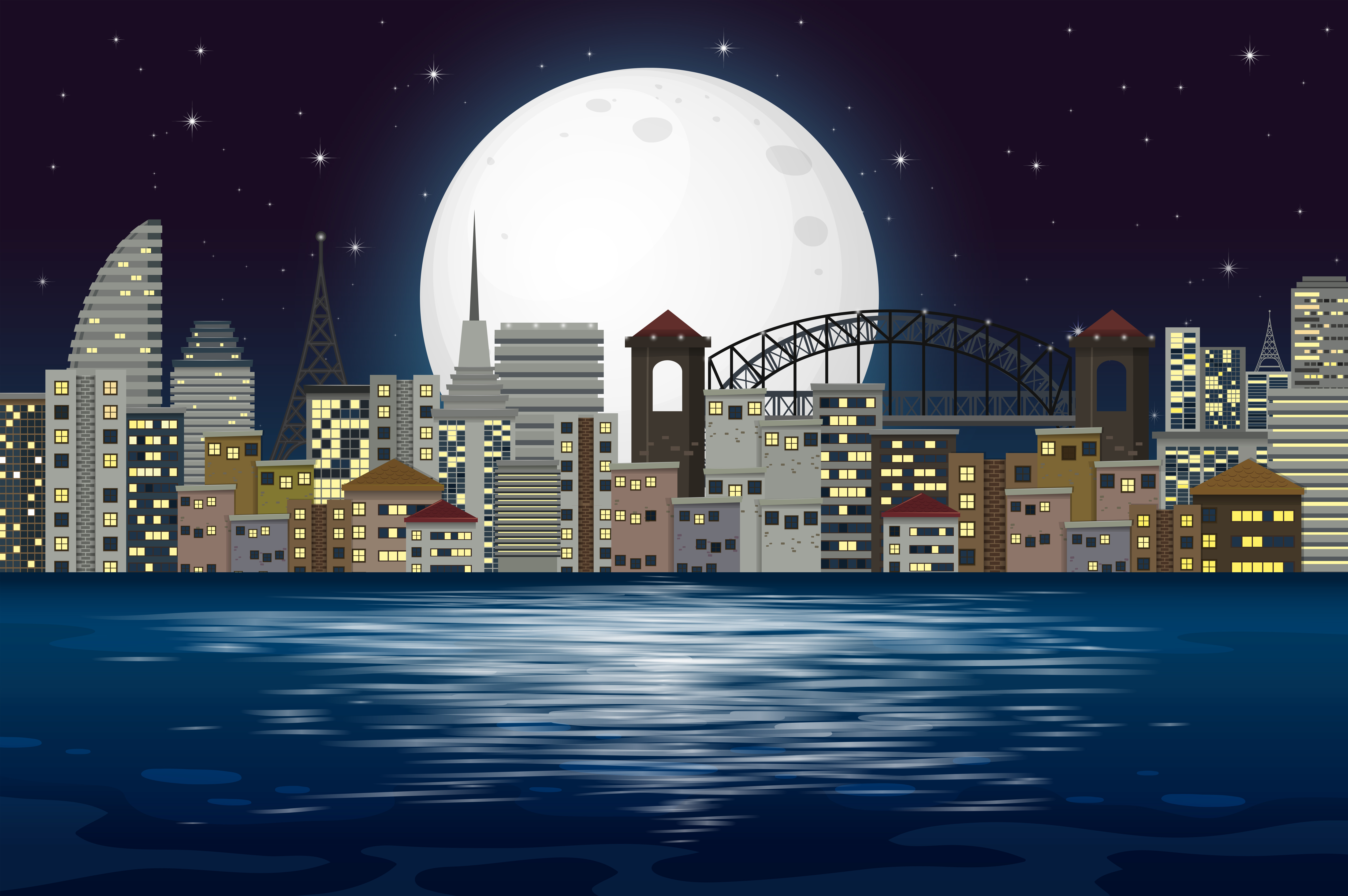 City night scene star poster design  Night scene, Stars at night, Dark city