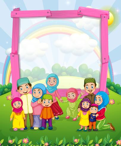 Border design with muslim family vector