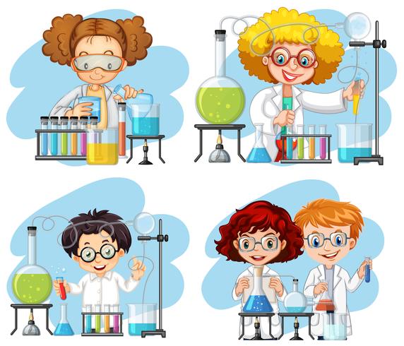 A set of chemist on white background vector