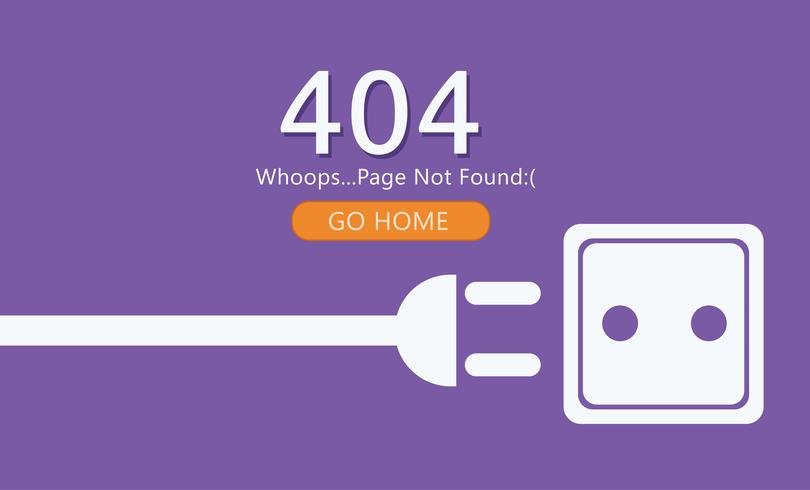 Page 404 Not Found. Wire with socket. Vector Flat Illustration