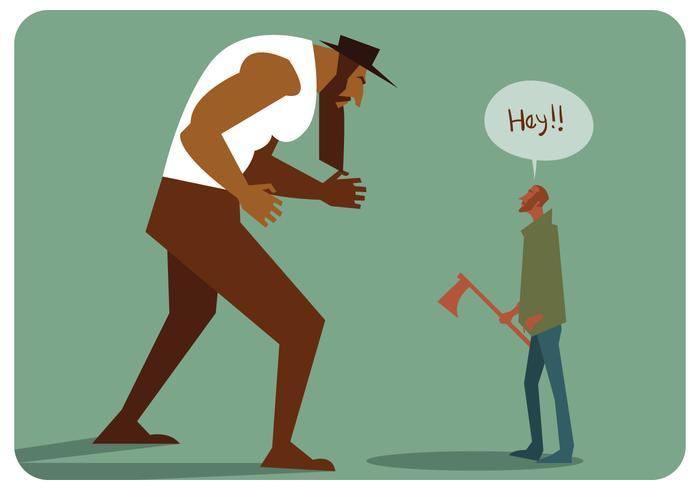 Axe Man VS Giant Man Vector