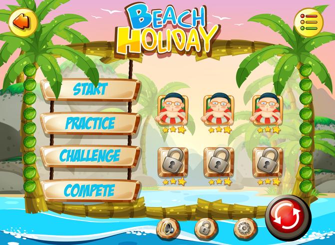 Beach holiday game template vector