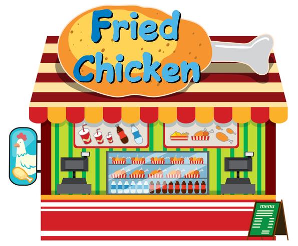 A Fried Chicken Shop on White Background vector