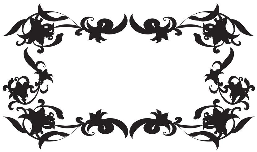 Frame template with silhouette flowers vector