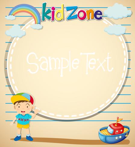 Border design with littile boy and toy vector