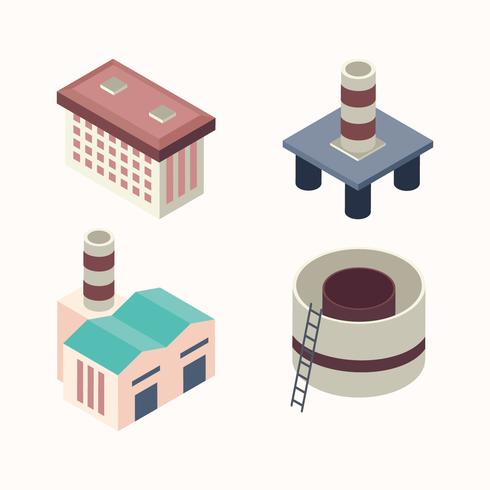 isometric industrial buildings set vector