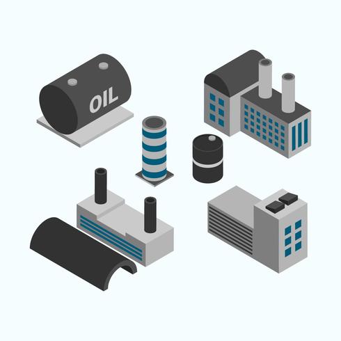 conjunto de edificios industriales isométricos vector