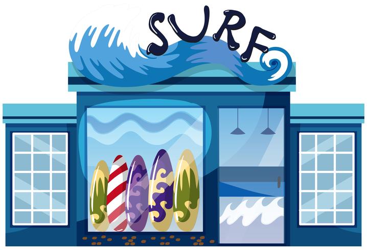 A surf shop on white background vector