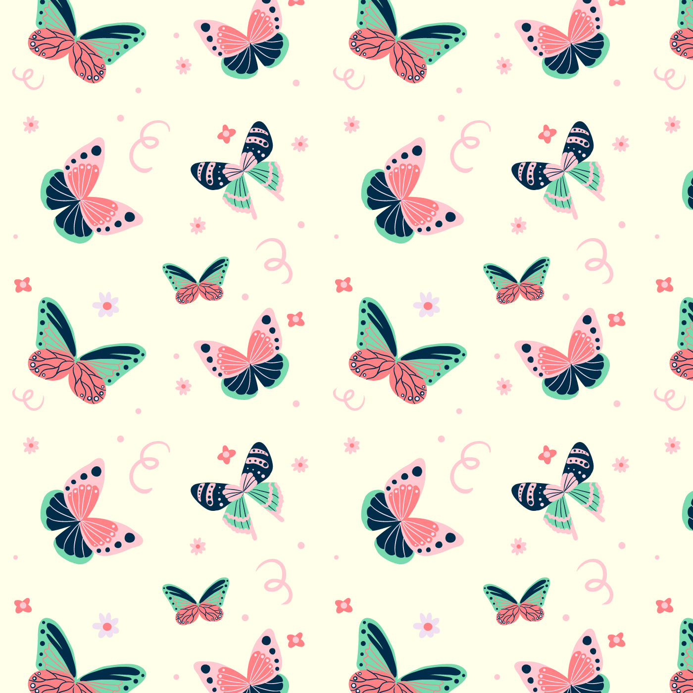 Download Cute Butterfly Pattern With Floral Elements 360303 Vector ...