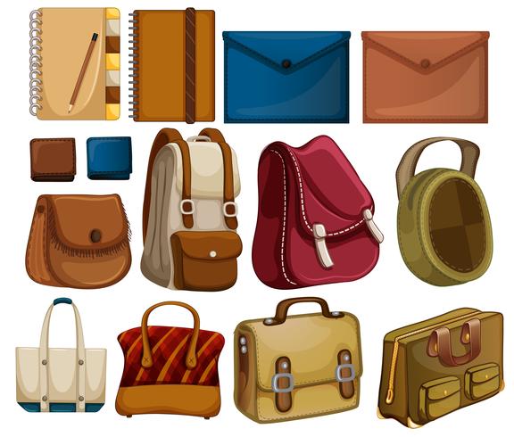 Set of leather object vector