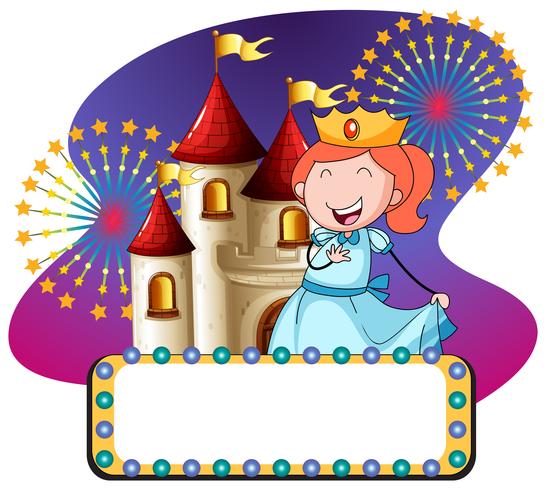 Princess and castle at night vector