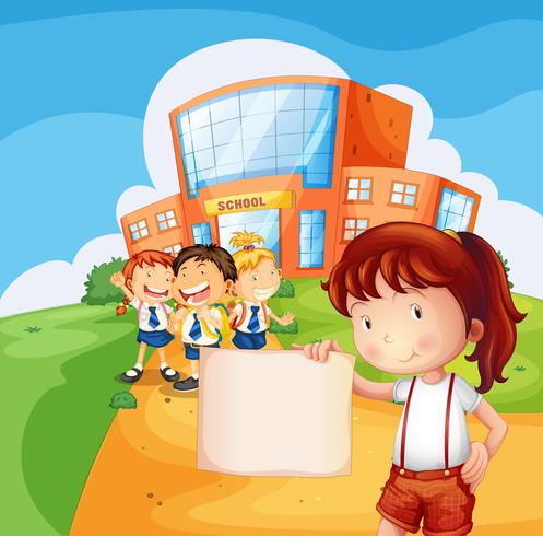 A girl holding an empty paper vector