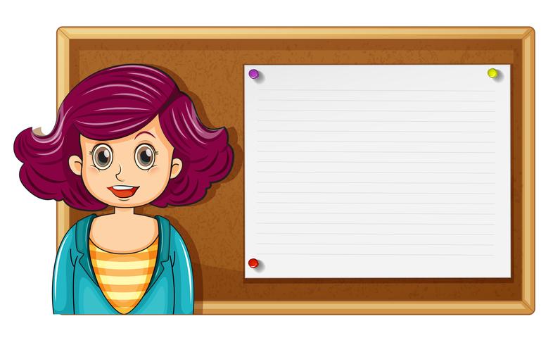 Female teacher and wooden board vector