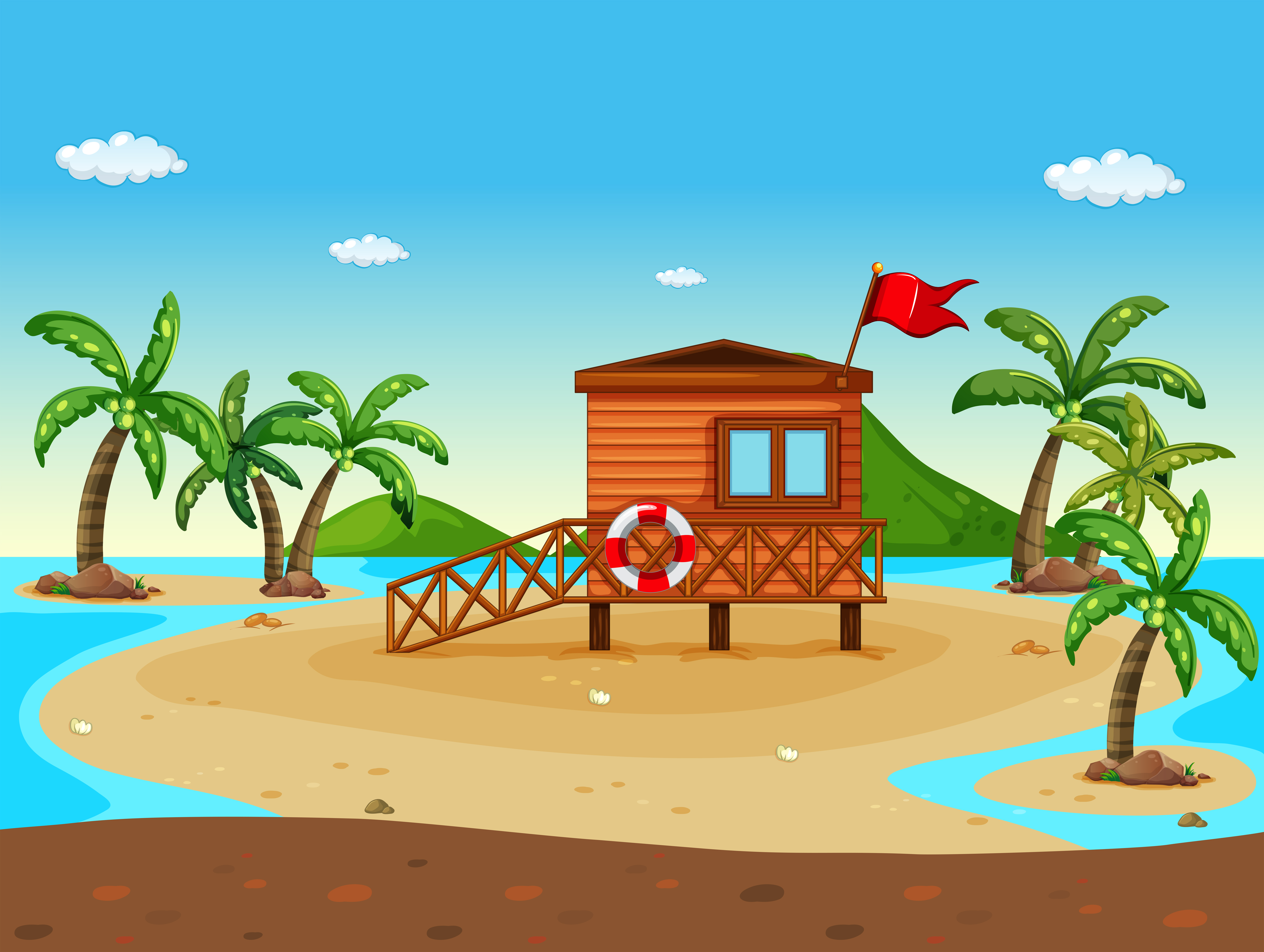 Lifeguard house on the beach - Download Free Vectors ...