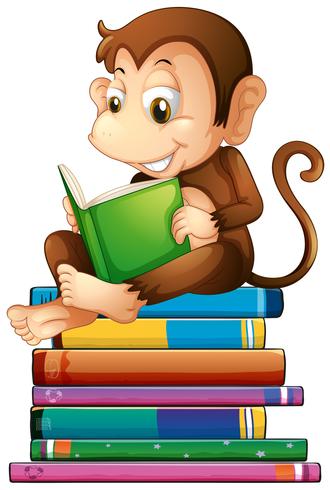 Monkey and books vector