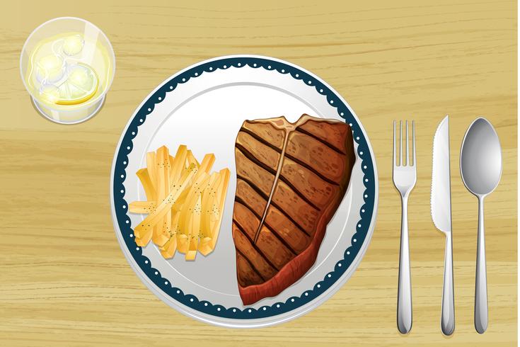 Steak and french fries vector