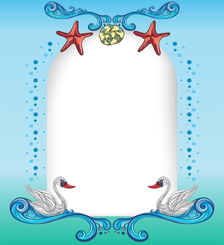 An empty surface with starfishes and swans vector