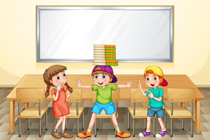 Niños jugando en el aula. vector