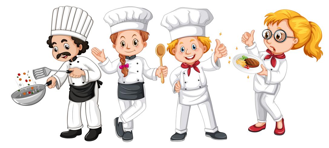 Conjunto de diferentes personajes de cocinero. vector