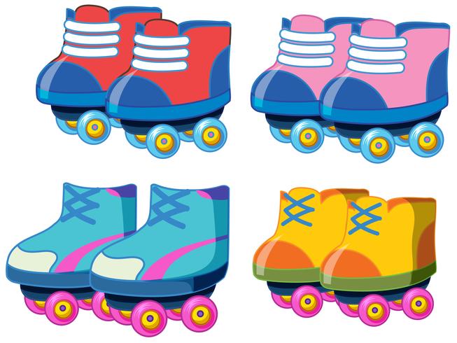 Set of roller skate shoes vector