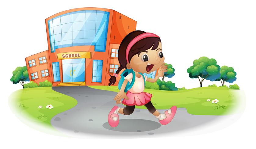 A cute student going home from school vector