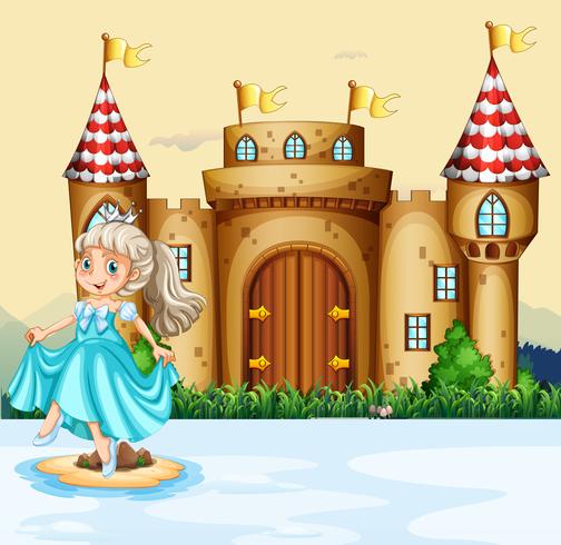 Cute princess at the palace vector